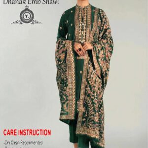 Luxury Dhanak 3PC Embroidered Suit | Premium Winter Collection 2025